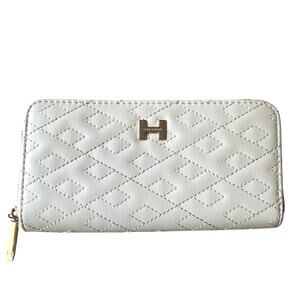 H by Halston Clutch Wallet, Full Zip, Off White, Classic Style, Preppy